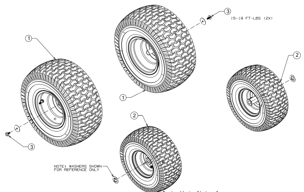 Wheels Diagram and Parts List for XT1-LT46EFI (13A9A1CN009)(2017) Cub Cadet Lawn Tractor